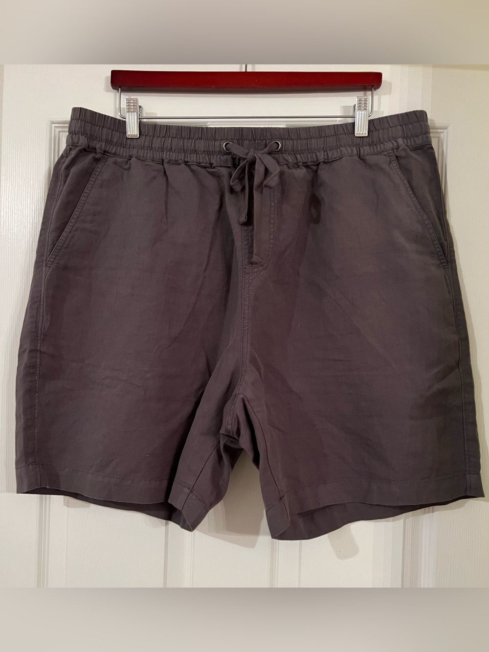 Lucky Brand Women’s Gray Cotton Linen Drawstring Elastic Waist Shorts 2XL
